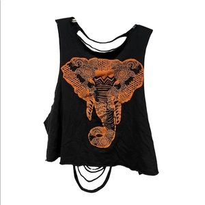 Elephant Design Cutout Top